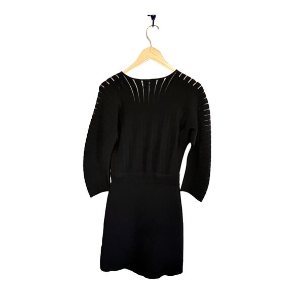 YIGAL AZROUEL Knit Dress Black V-Neck Sheath 3/4 Sleeves Designer Small EUC - Picture 4 of 12